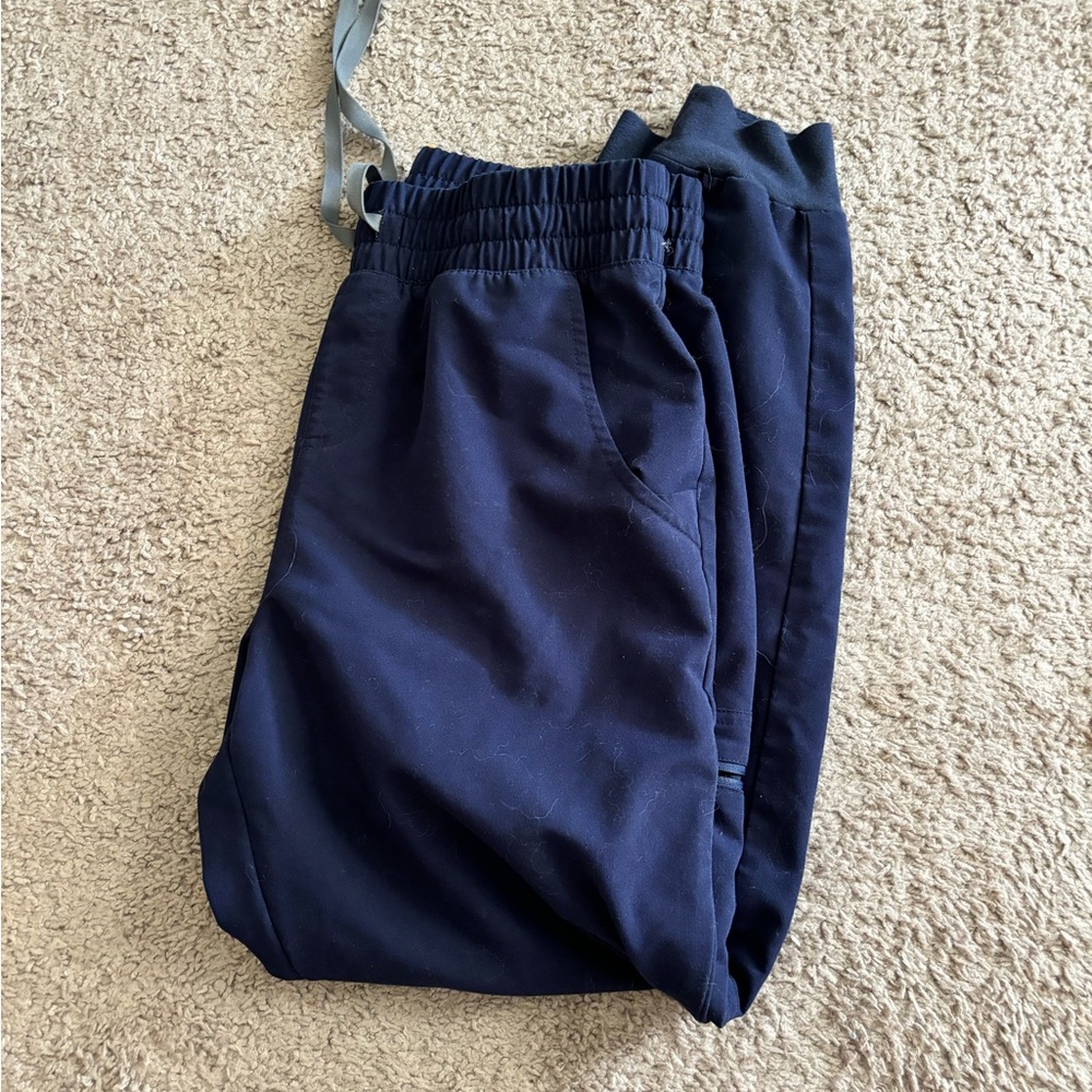 Figs Blue Joggers with Elastic Waistband and Matte Finish